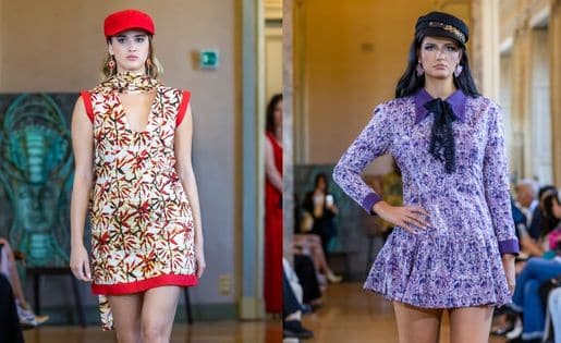 Models walking the runway in modern outfits made with Malaysian batik fabric at Milano Fashion Official, Milan.